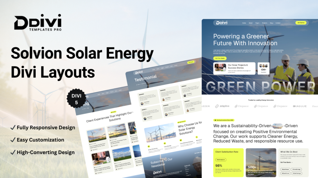 Divi Solar Energy Layout Pack Preview